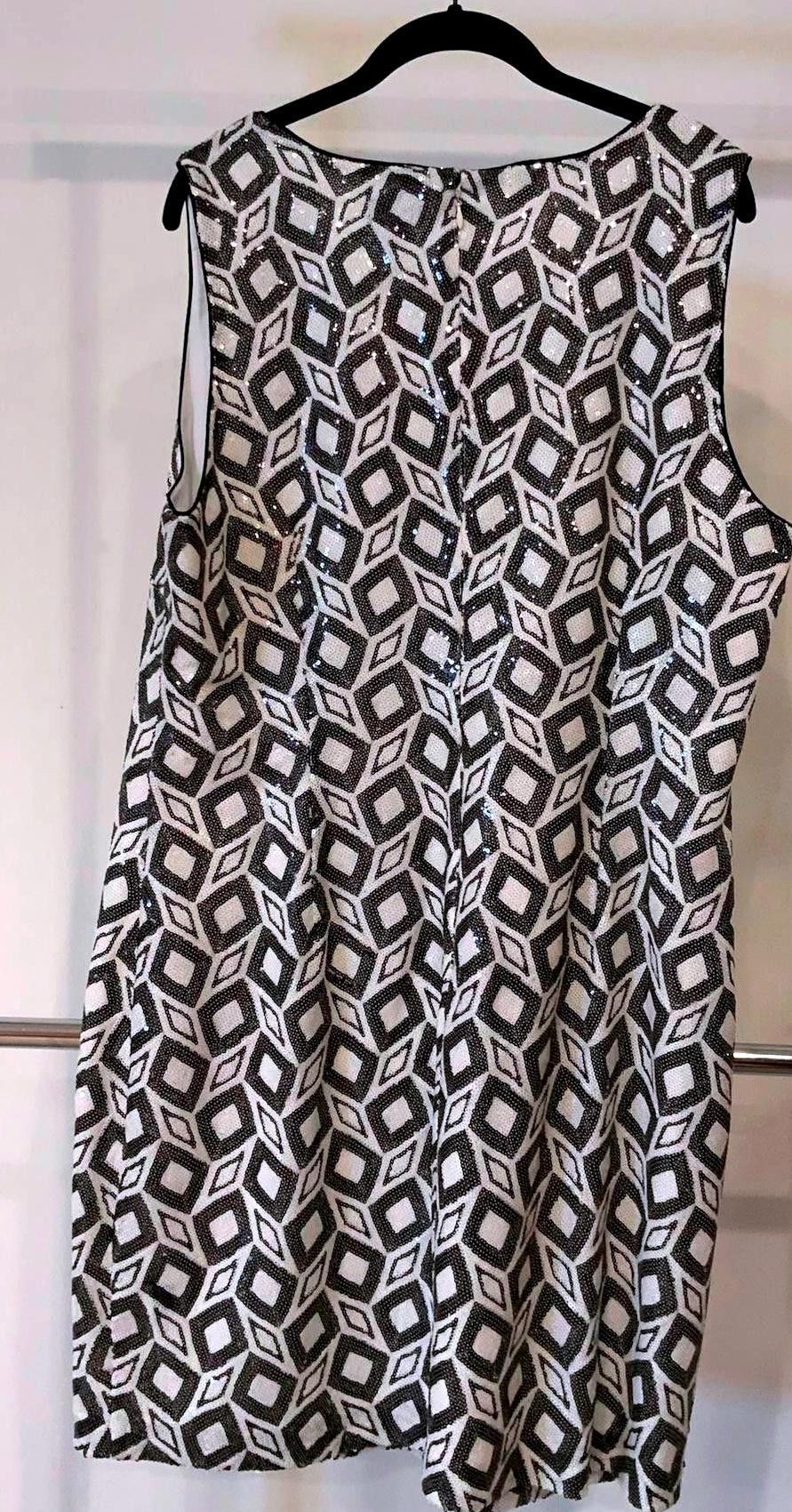 Banana Republic Banana Republic Black and White Geometric Dress - Size 16 Size L / US 10 / IT 46 - 2 Thumbnail