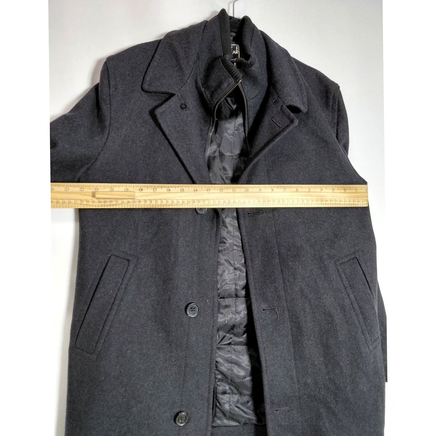 Ike Behar IKE BEHAR NEW YORK Wool Blend Coat Black Solid Long Sleeve Men Size XL Size US XL / EU 56 / 4 - 7 Thumbnail