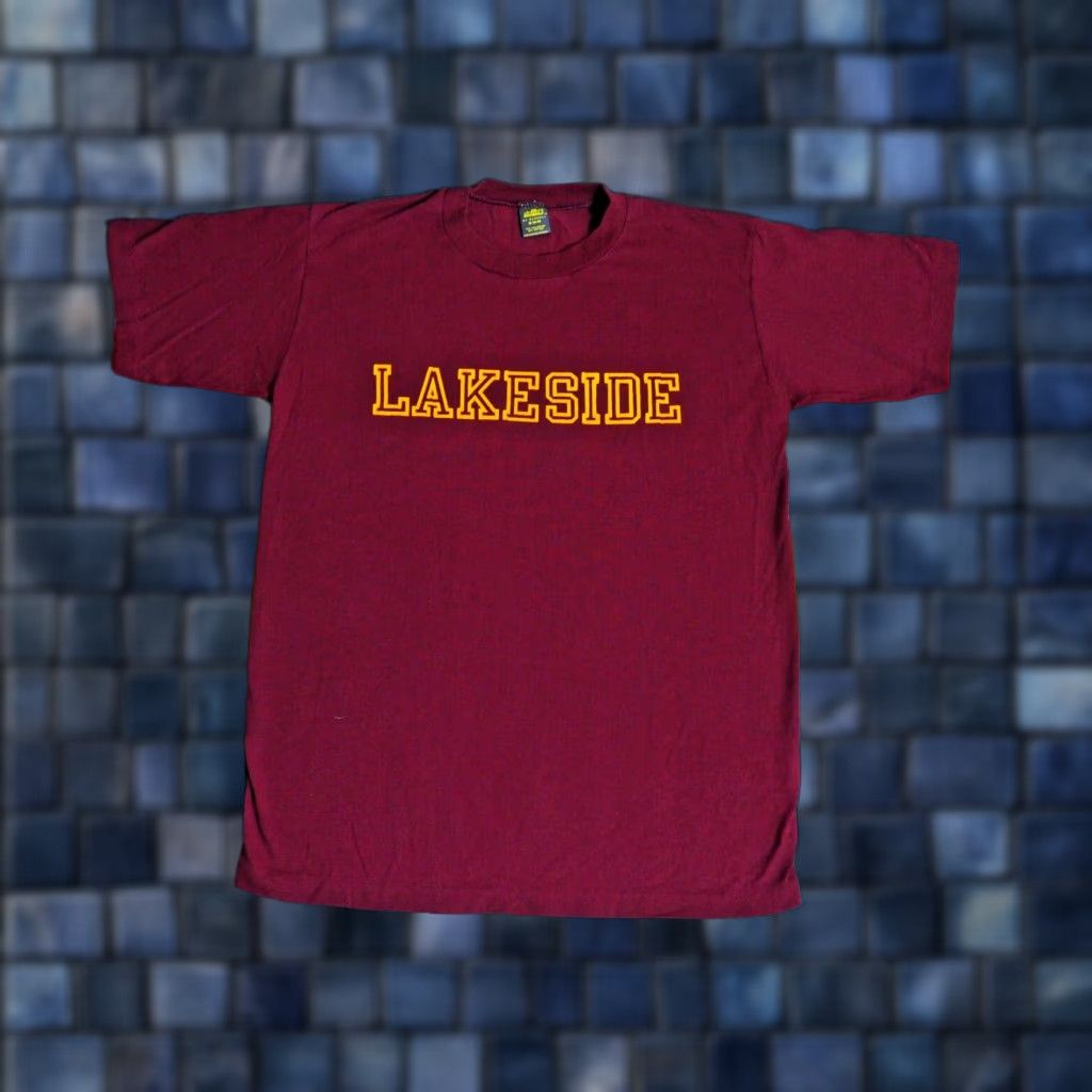 Jerzees VINTAGE Jerzees Russell Burgundy Red LAKESIDE USA Tee T-Shirt S Unisex Red 1980s Graphic Tee KS? Size US S / EU 44-46 / 1 - 1 Thumbnail