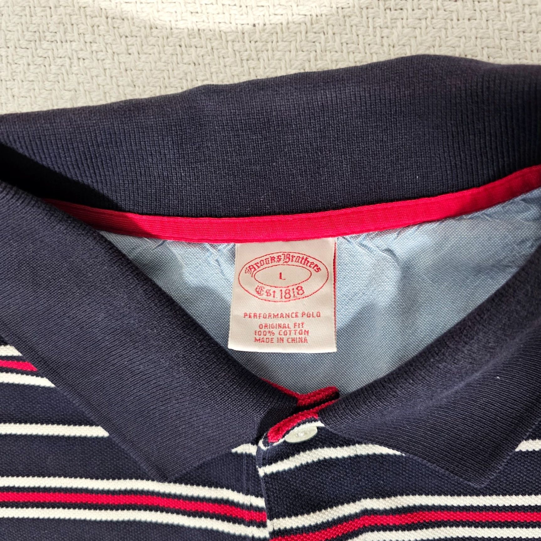 Brooks Brothers BROOKS BROTHERS 1818 Performance Polo Shirt Men's Large Blue Striped Regular Fit Size US L / EU 52-54 / 3 - 2 Thumbnail