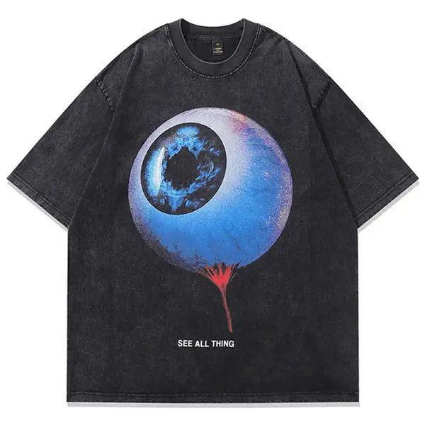 Japanese Brand Masuda x Riho 90s Design Eyes Printed Vintage T Shirt Size US M / EU 48-50 / 2 - 1 Thumbnail