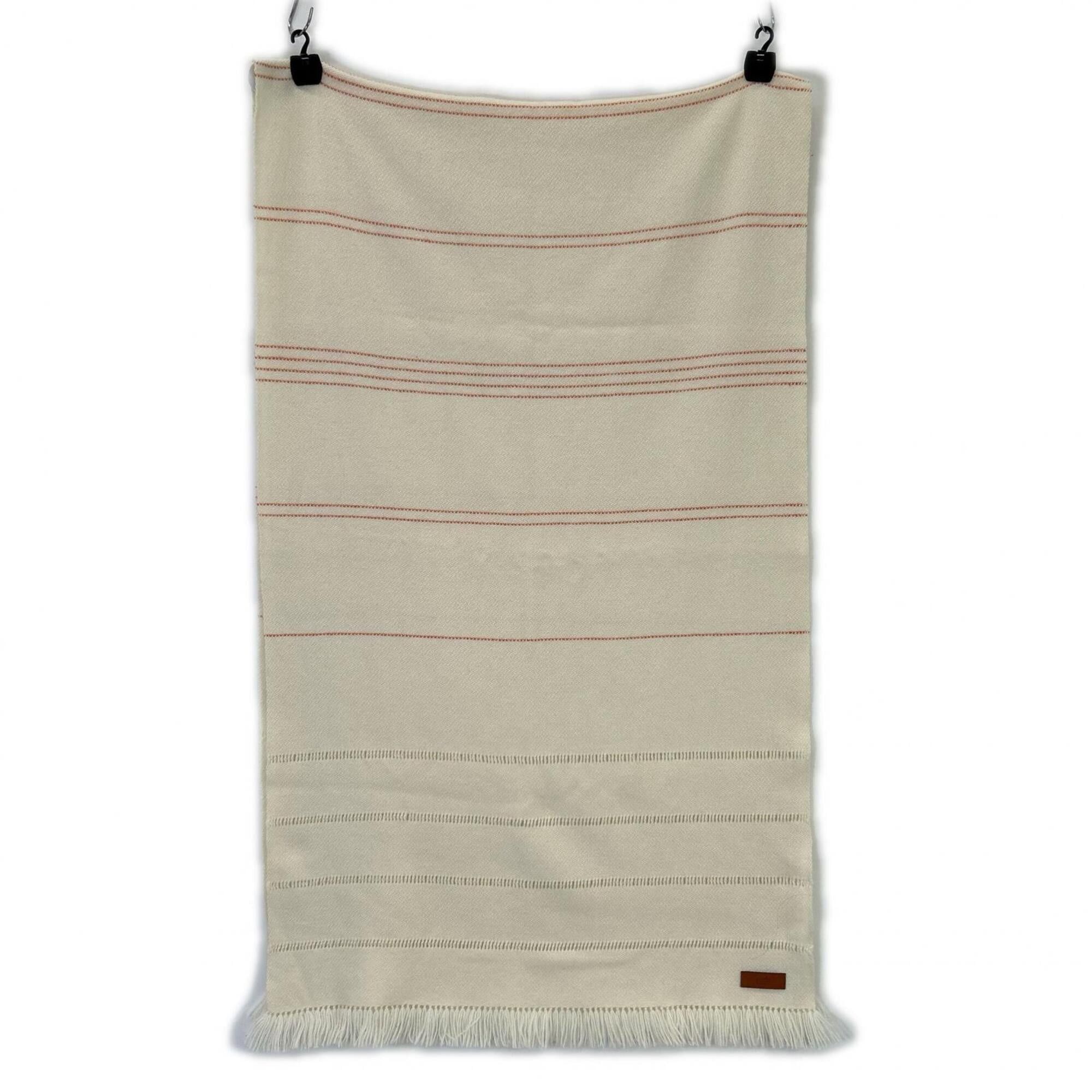 Hermes HERMES 100% Cashmere Striped Fringe Scarf, Ivory, Women's Size ONE SIZE - 1 Thumbnail