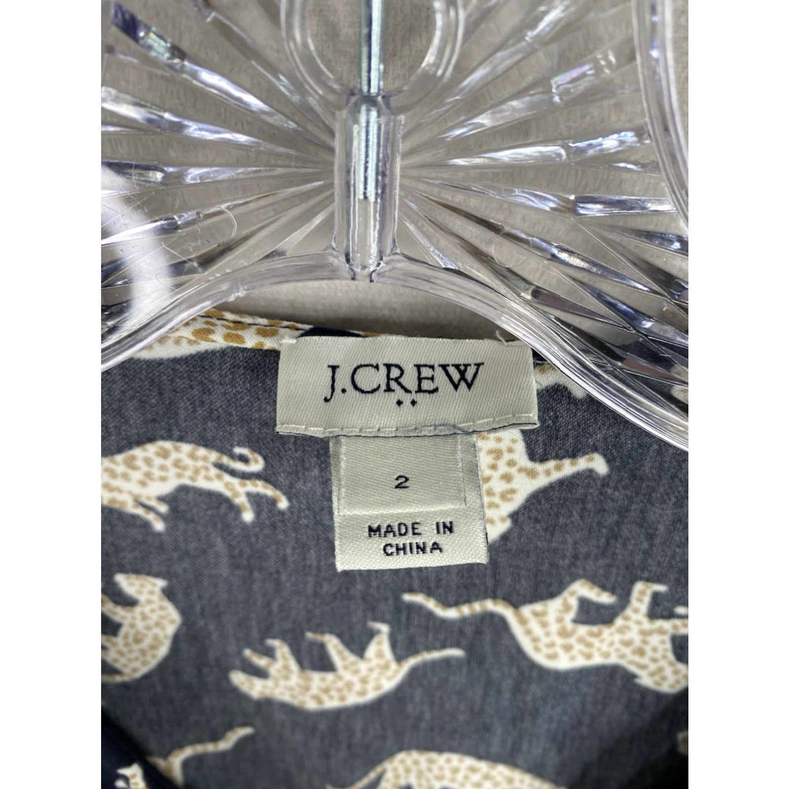J.Crew J.CREW Wrap Dress Women's 2 Blue Navy Cheetah Animal Print Short Sleeve V-Neck Knit Polyester Shirt/Housewear Size XS / US 0-2 / IT 36-38 - 4 Thumbnail