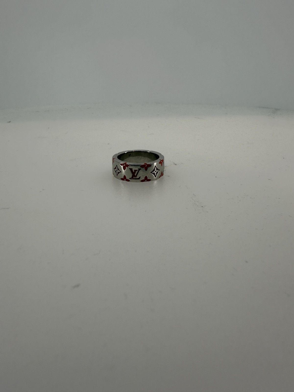 Louis Vuitton Louis Vuitton Silver Red Monogram Ring - Size 8 Size ONE SIZE - 1 Thumbnail