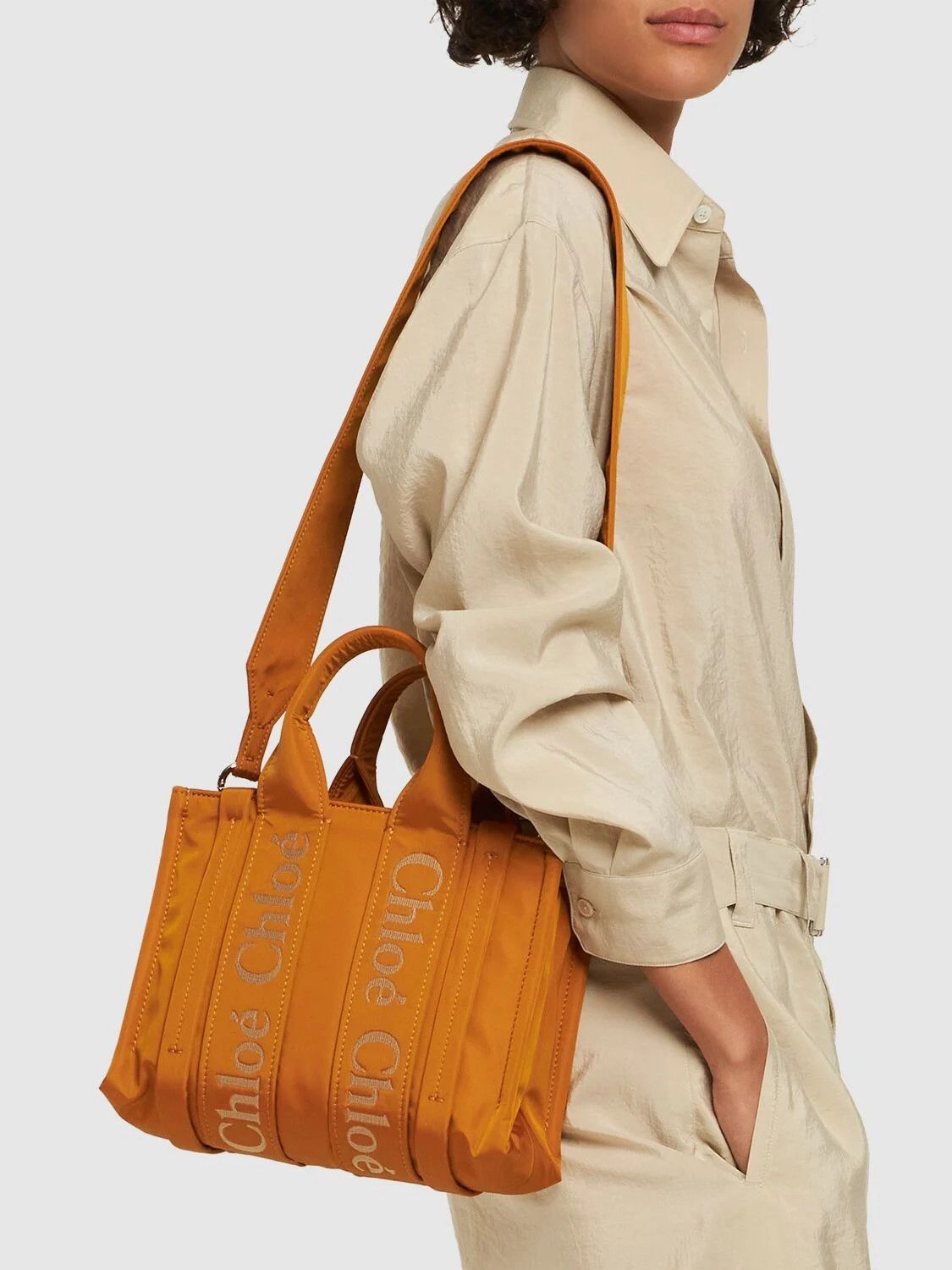 Chloe oc11z0525 Size: OS / Mini Woody Nylon Top Handle Bag Yellow Size ONE SIZE - 6 Thumbnail