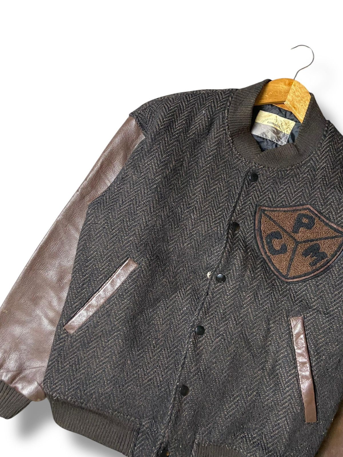 Japanese Brand × Leather × Vintage CAMPUX Brand Cowhide Leather Varsity Jacket (130) Size US XS / EU 42 / 0 - 7 Thumbnail