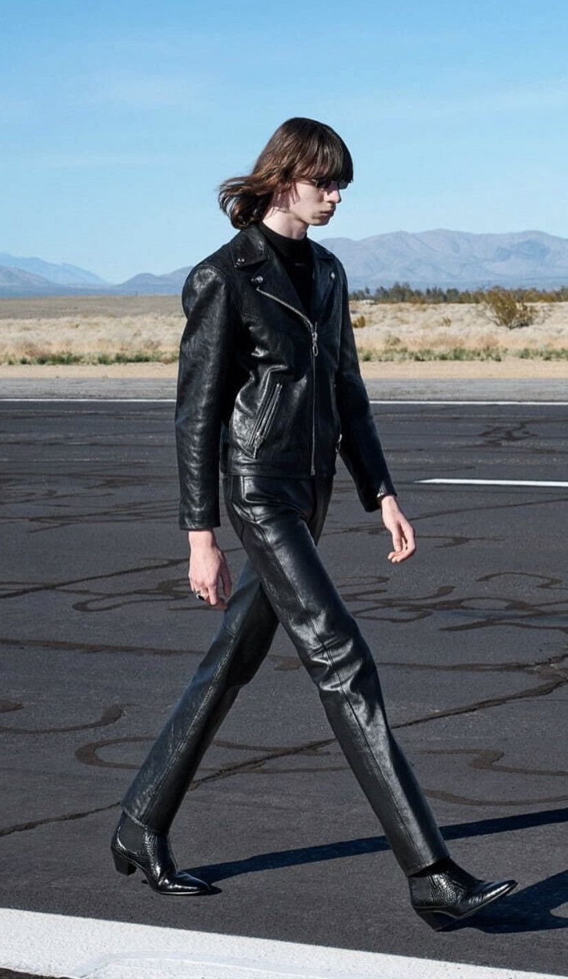 Celine Celine 24FW cropped texture leather biker jacket sz46 Size US S / EU 44-46 / 1 - 1 Thumbnail