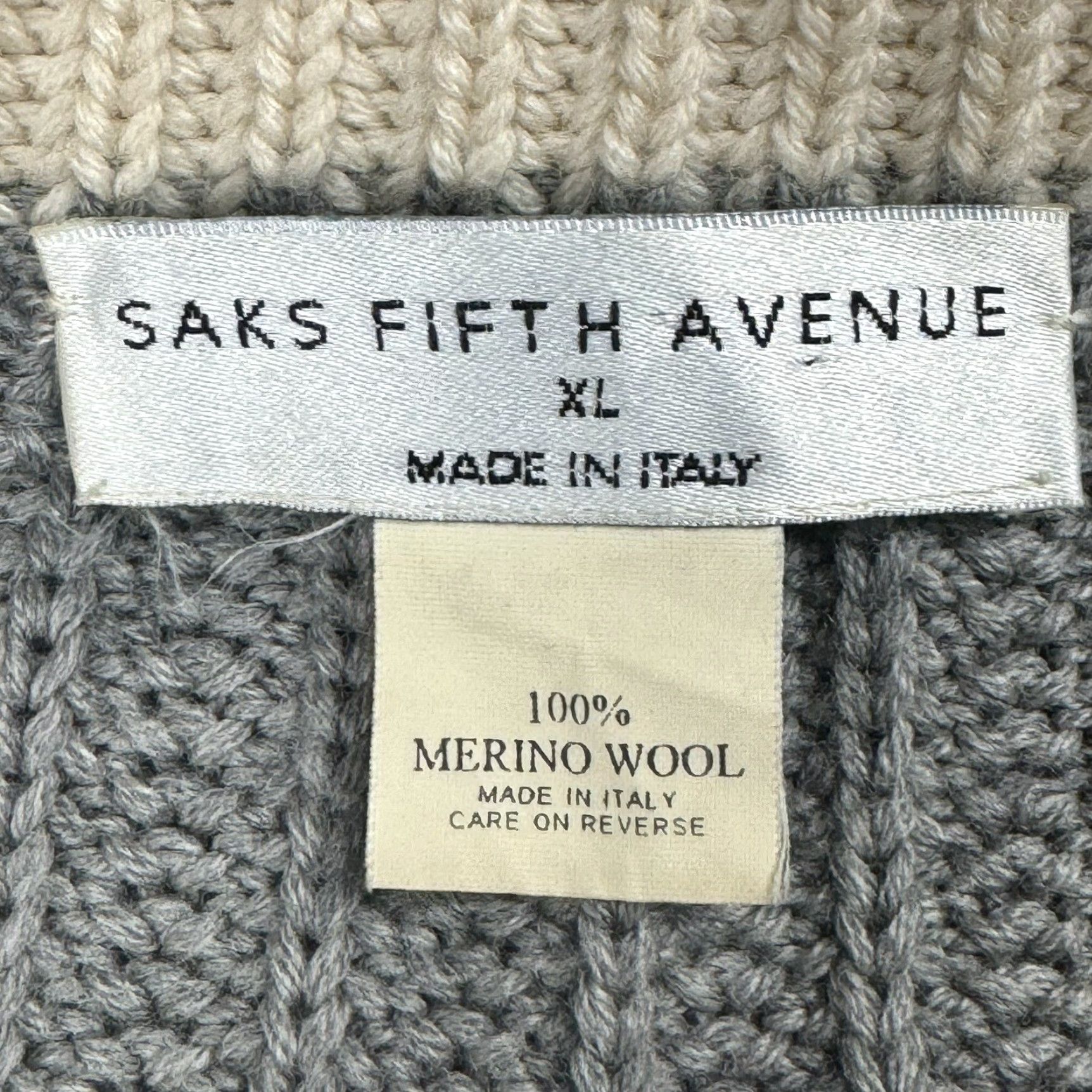 Saks Fifth Avenue VINTAGE Saks Fifth Avenue Sweater Merino Wool Mock Neck Full Zip Pocket Women XL Gray 90s Classic Jumpers Size XL / US 12-14 / IT 48-50 - 7 Thumbnail