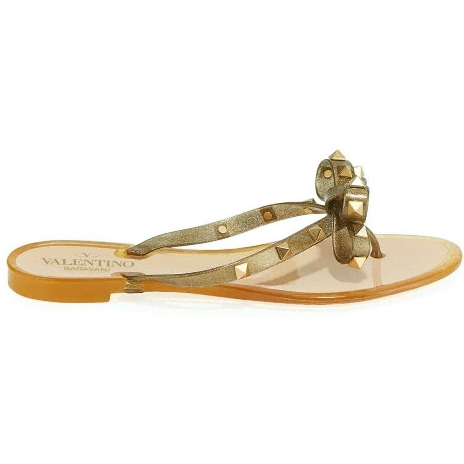 Valentino Valentino Rockstud Jelly Bow Bronze Rubber Thong Flat Slide Size US 5 / IT 35 - 3 Thumbnail