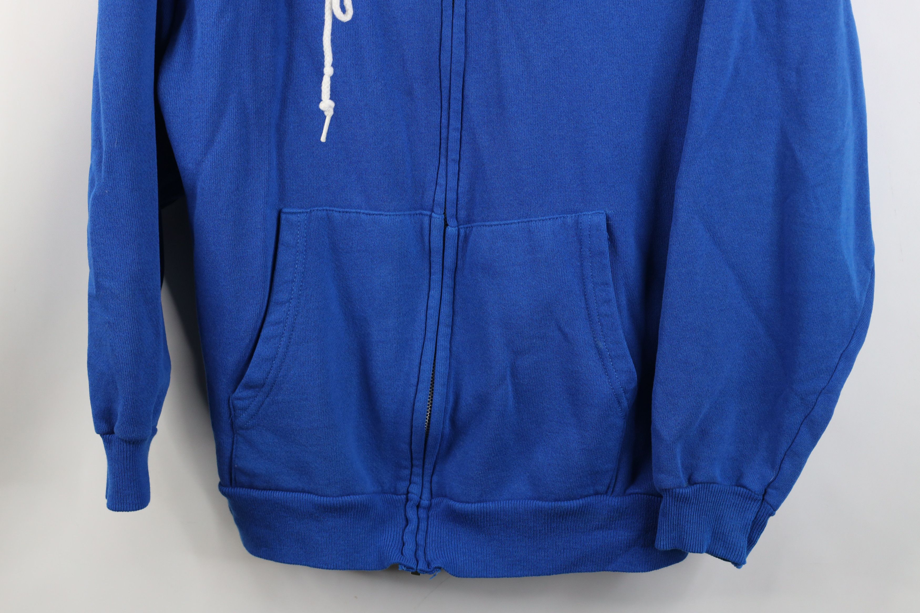 Hanes Vintage 80s 90s Hanes Full Zip Hoodie Sweatshirt Blue USA Size US L / EU 52-54 / 3 - 3 Thumbnail