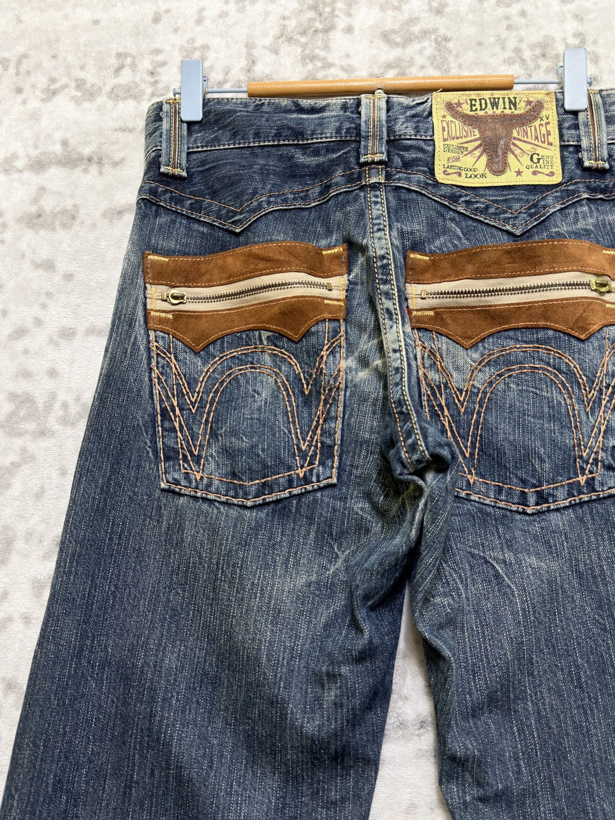Edwin Vintage Edwin Western Suede Pocket Mud Wash Straight Denim Size US 27 - 11 Thumbnail