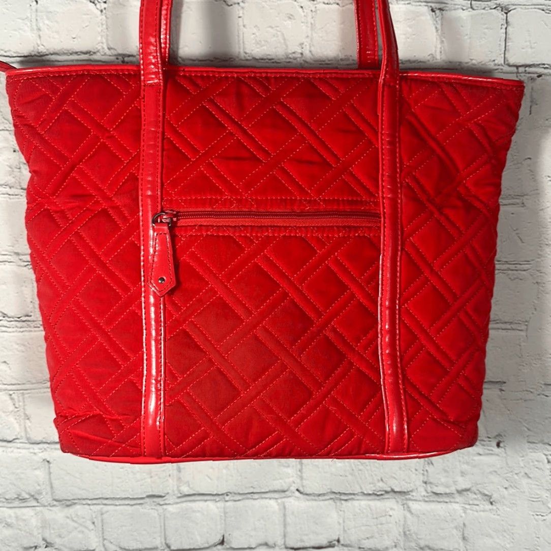 Vera Bradley Vera Bradley Canyon Sunset Pattern Leather Trim Shoulder Bag Purse Women's Medium Red Canvas Exterior Bag Size ONE SIZE - 5 Thumbnail