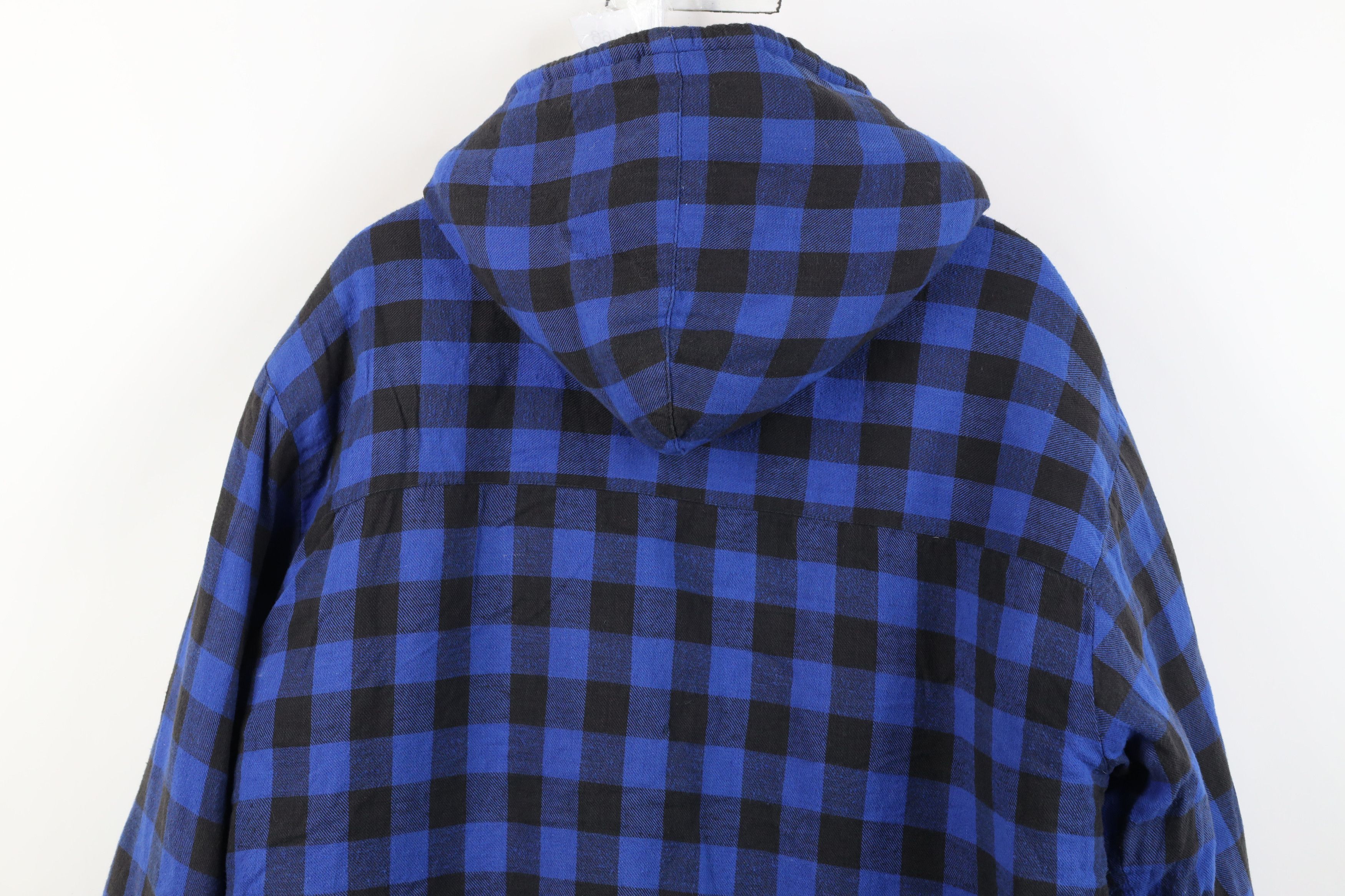 Vintage Vintage 90s Streetwear Lined Hooded Flannel Shirt Jacket Size US XL / EU 56 / 4 - 14 Thumbnail