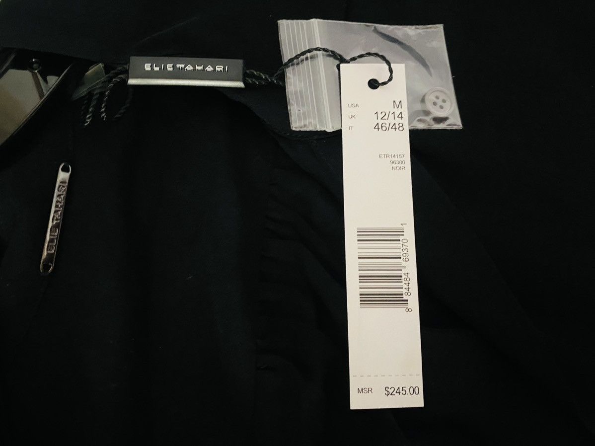 Elie Tahari Elie Tahari Blk Chiffon Sheer Silk Split Satin Collar M NWT Size M / US 6-8 / IT 42-44 - 3 Thumbnail