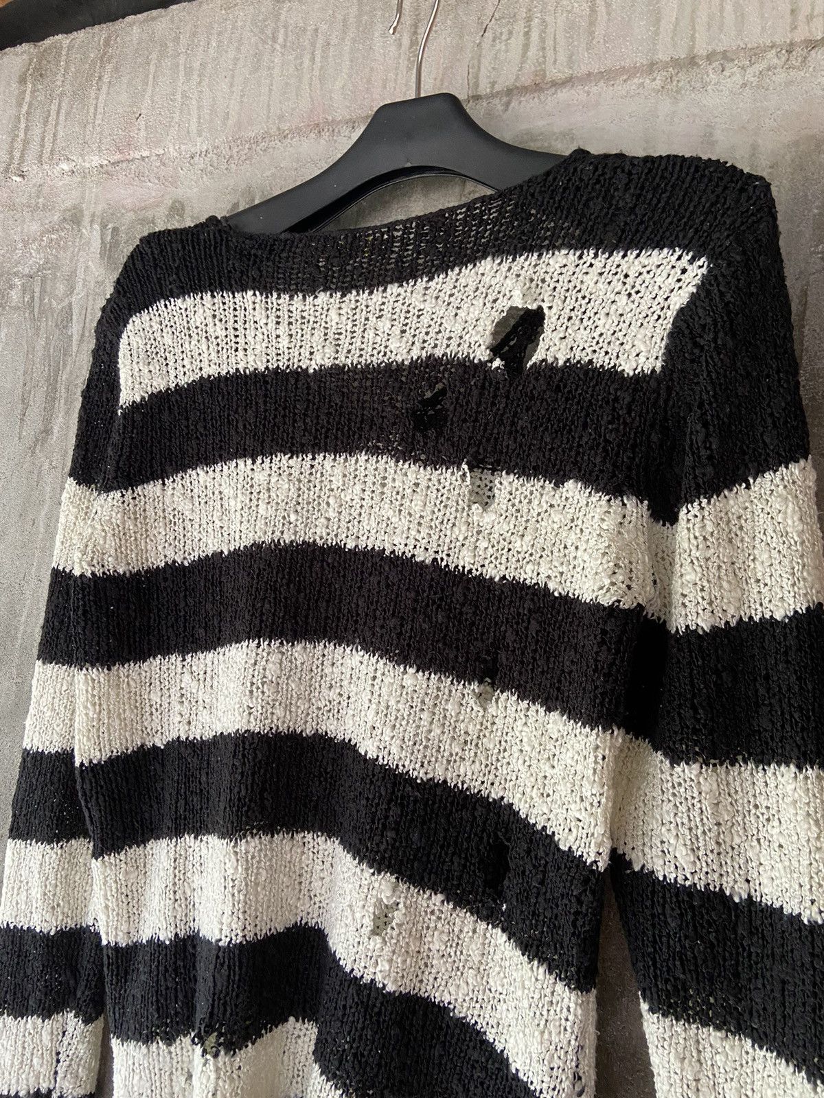 Isamu Katayama Backlash JAPANESE PUNK STRIPED DISTRESSED KNIT Size US S / EU 44-46 / 1 - 11 Thumbnail