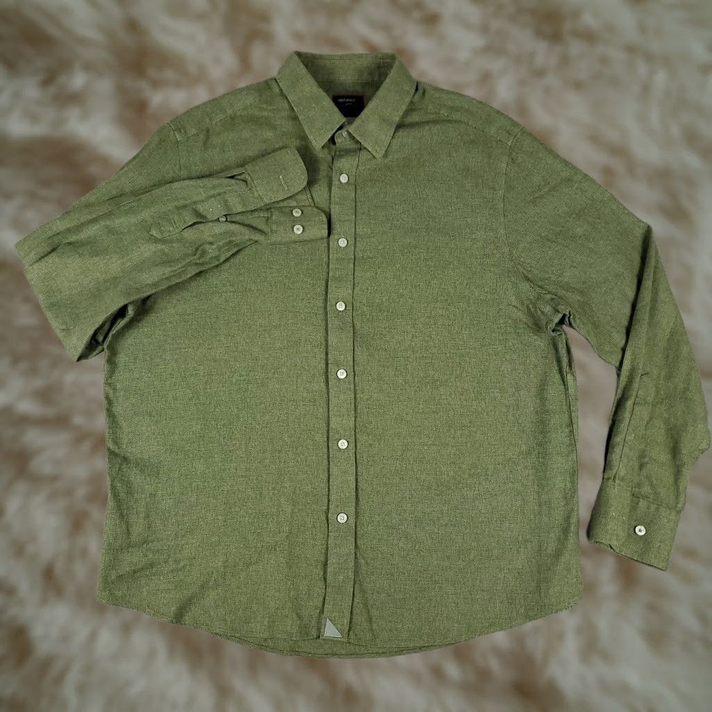 UNTUCKit UNTUCKit Shirt Mens L Green Knit Button Up Long Sleeve Shirt Size US L / EU 52-54 / 3 - 1 Thumbnail