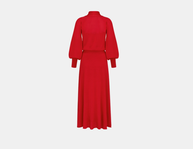 Dior o1w1db10925 444R23 Mid-Length Midi Dress in Red Size M / US 6-8 / IT 42-44 - 2 Thumbnail