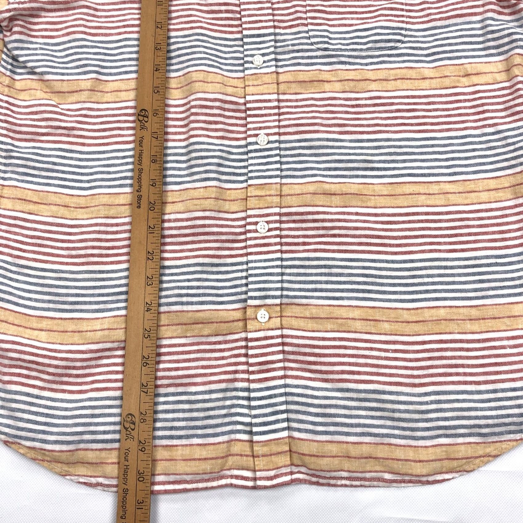 Vintage L.L.Bean Men's L Regular Linen Blend Striped Casual Button Down Shirt Short Sleeve"} Size US L / EU 52-54 / 3 - 4 Thumbnail