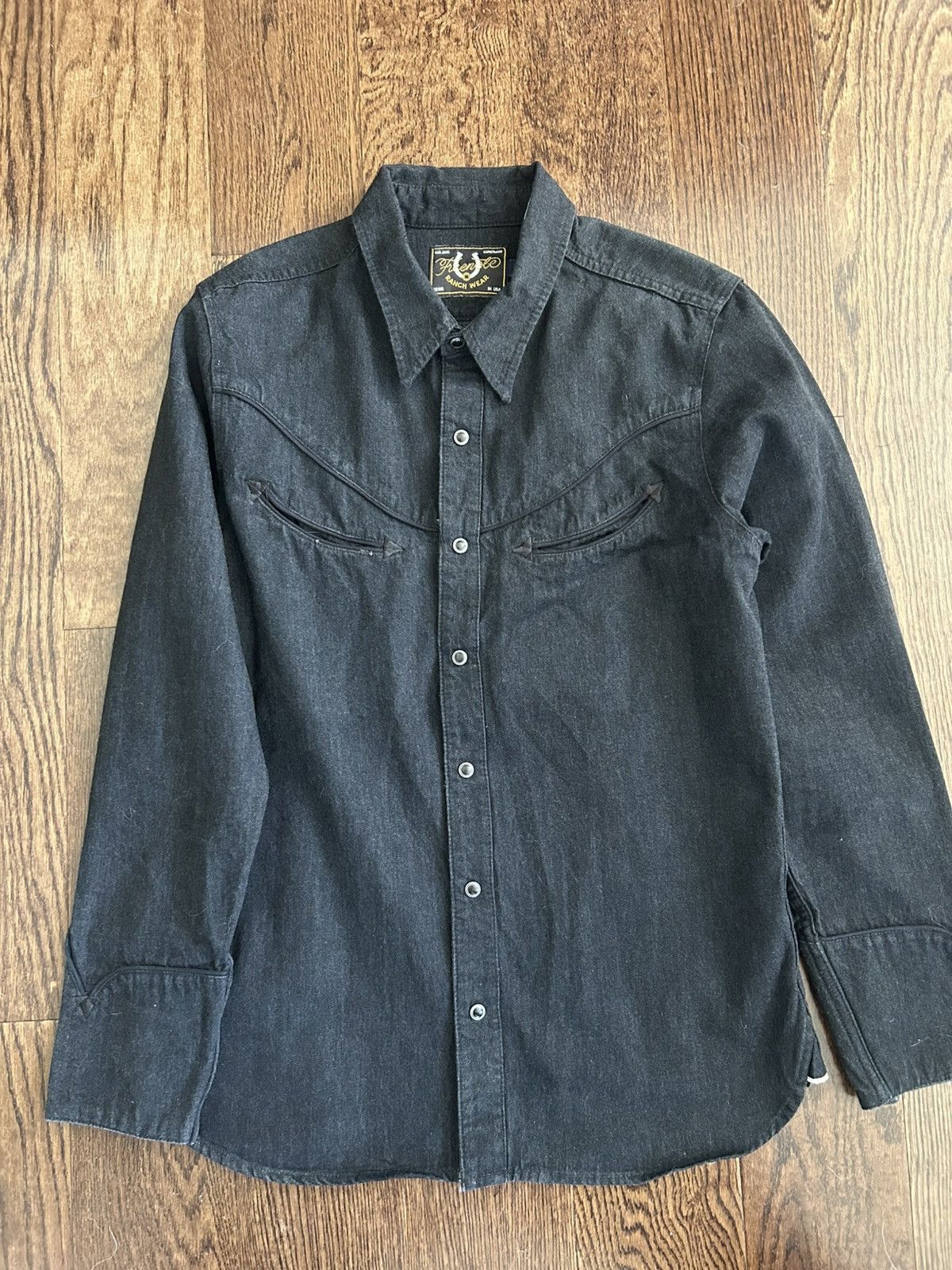 Freenote Cloth Calico Western shirt black selvedge denim med