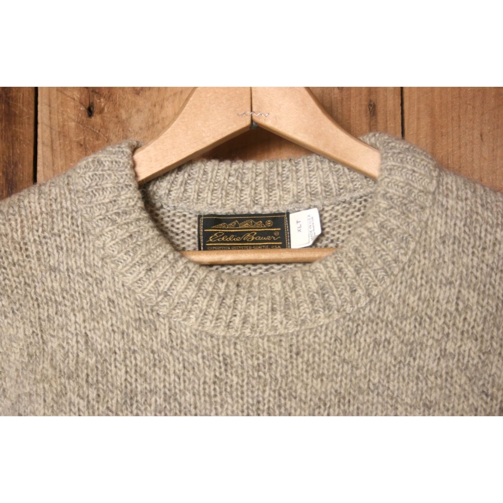 Eddie Bauer Vintage Eddie Bauer Ragg Wool Blend Pullover Sweater LT Beige Crew Neck Pullover Mens XL Tall fits MT/LT Made in USA 85% Wool 15% Nylon PLA Size US L / EU 52-54 / 3 - 2 Thumbnail