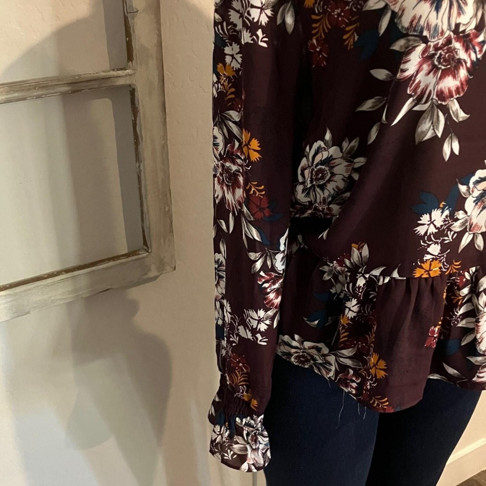 Other BCX Floral Long Sleeve Peplum Top XL Size XL / US 12-14 / IT 48-50 - 3 Thumbnail