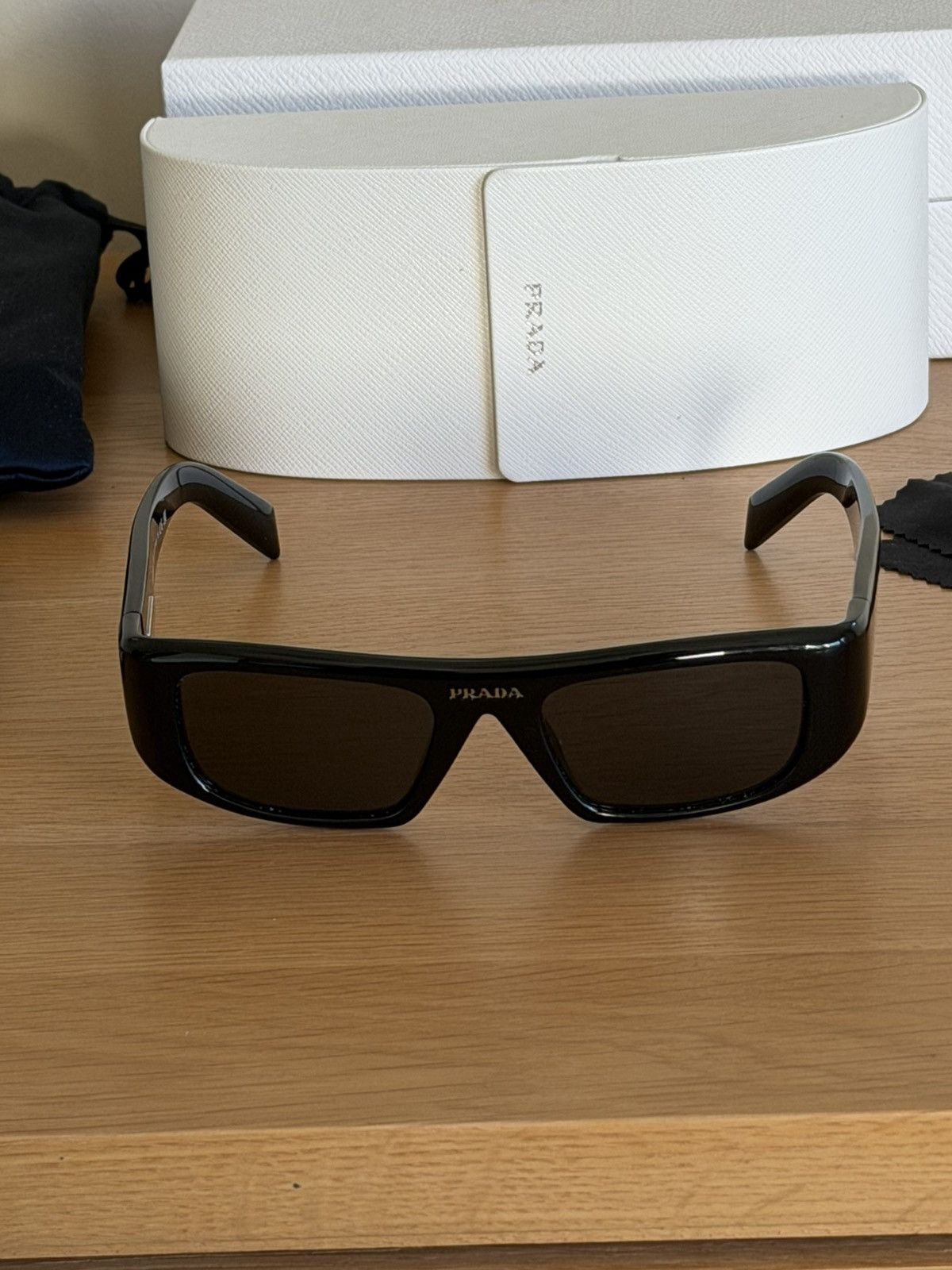Prada Prada Wrap Rectangle Sunglasses – Black Size ONE SIZE - 7 Thumbnail