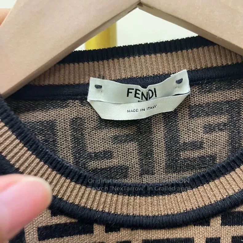 Fendi Fendi Deep Brown Logo Letter All-over Print Long Sleeve Kn Size XS / US 0-2 / IT 36-38 - 5 Thumbnail