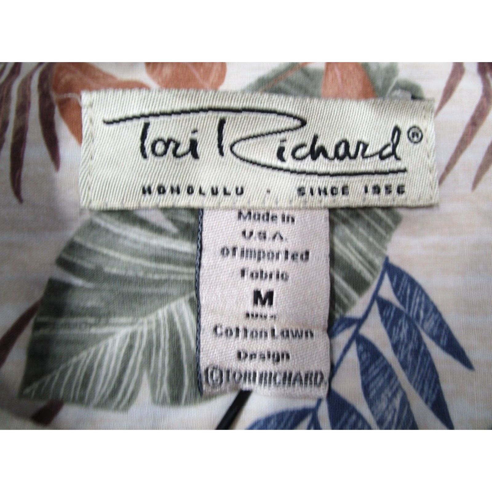 Tori Richard VINTAGE Tori Richard Shirt Mens Beige Floral Short Sleeve Button-Up Hawaiian Cotton Lawn USA Size US M / EU 48-50 / 2 - 3 Thumbnail