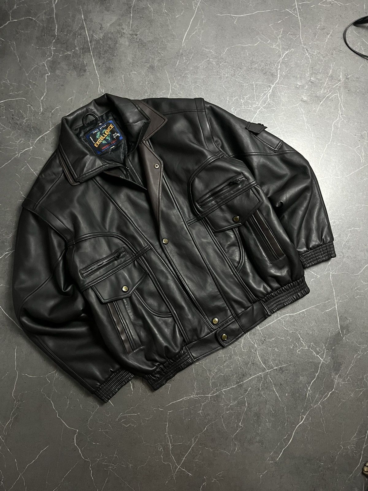 Leather Leather jacket italy style 90’s vintage Size US XL / EU 56 / 4 - 3 Thumbnail