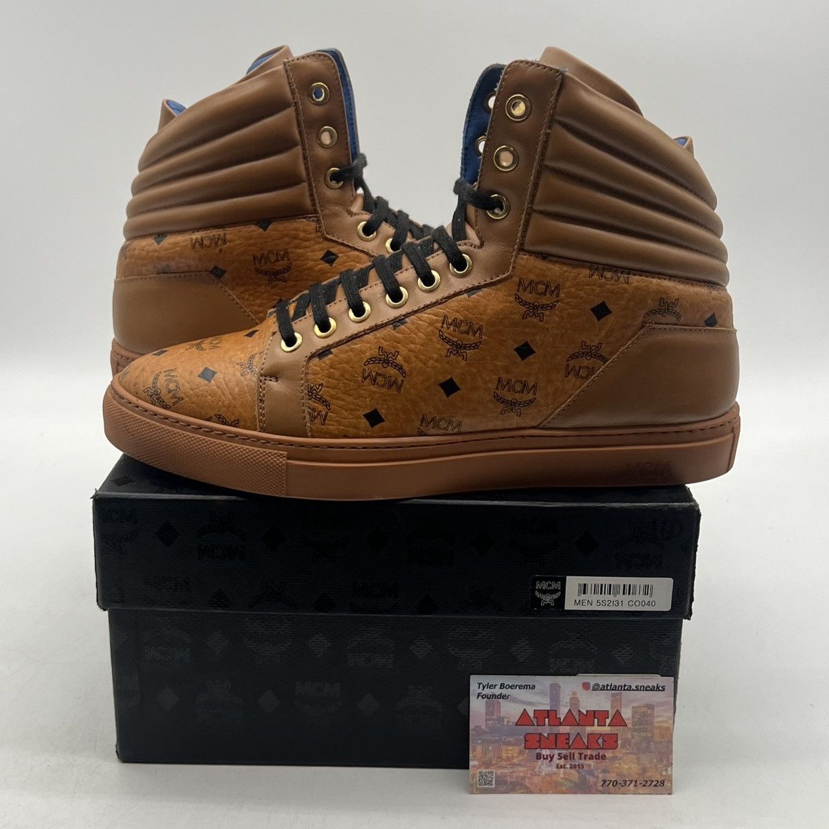 MCM MCM Visetos High Top Sneakers in Honey Size US 7 / EU 40 - 1 Thumbnail