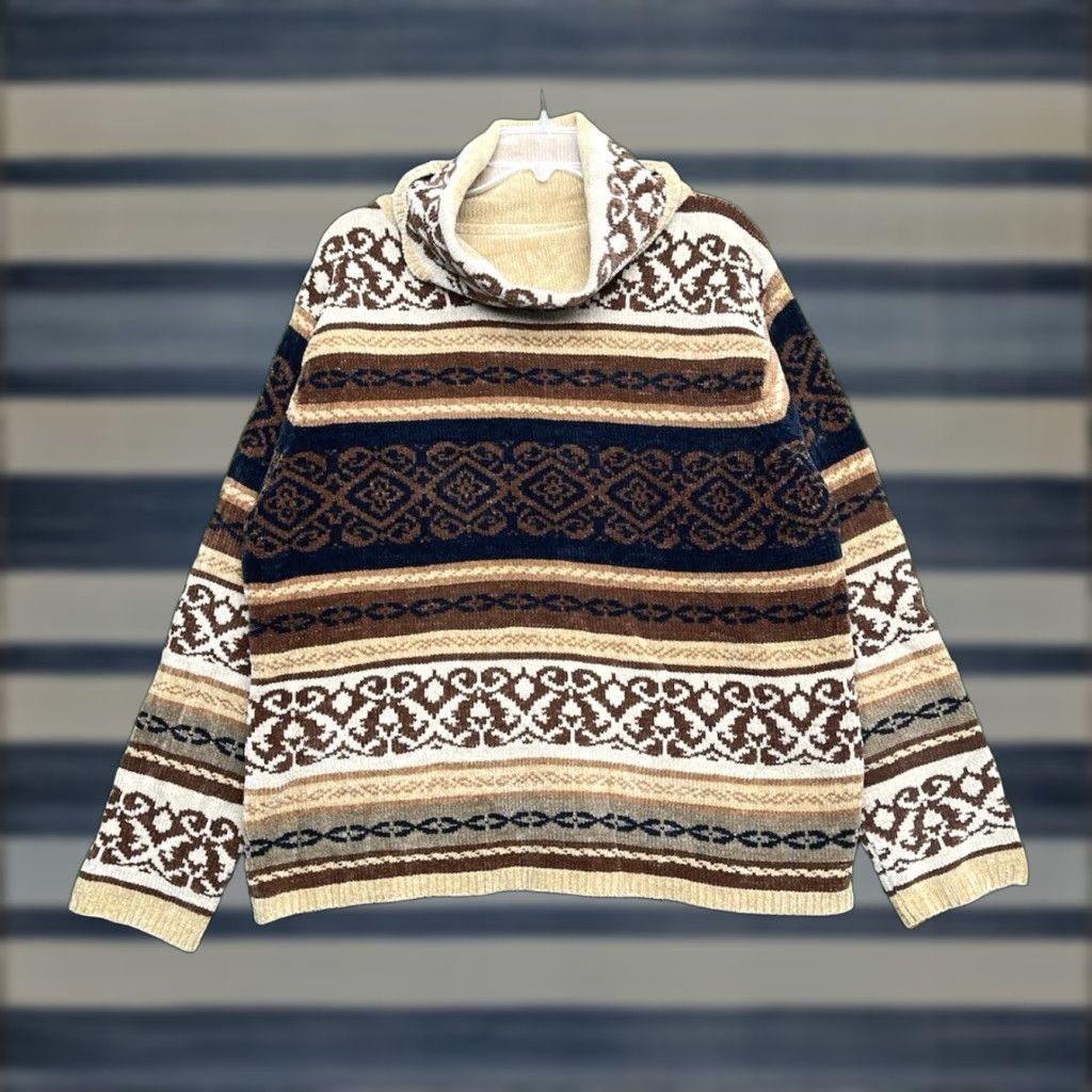 Vintage VINTAGE White Stag Sweater Womens XL Striped Angora Wool Nylon Turtleneck 90s Grandma Pullover Size XL / US 12-14 / IT 48-50 - 1 Thumbnail