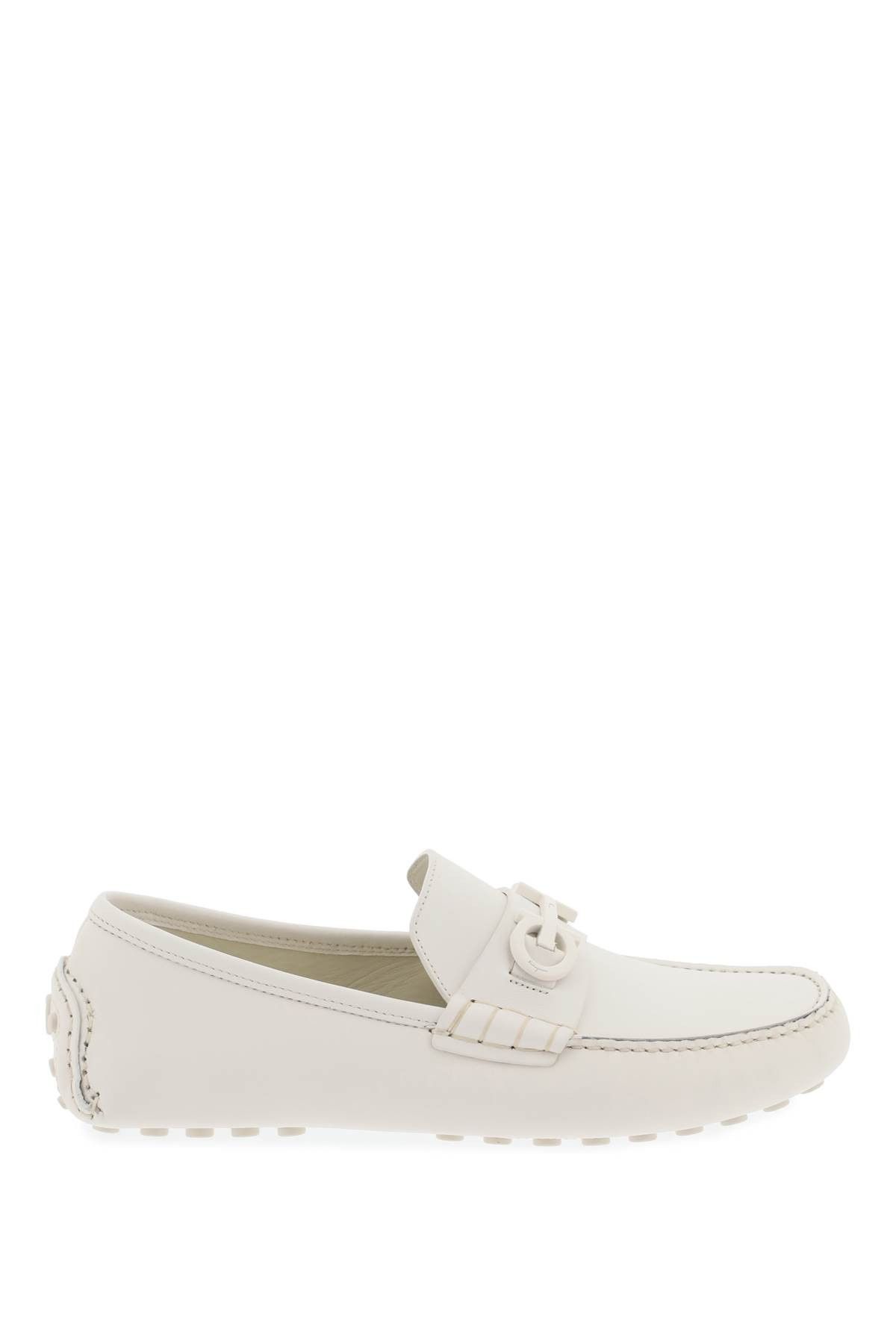 image of Salvatore Ferragamo Ferragamo Loafers With Gancini Detail in Mascarpone, Men's (Size 8)