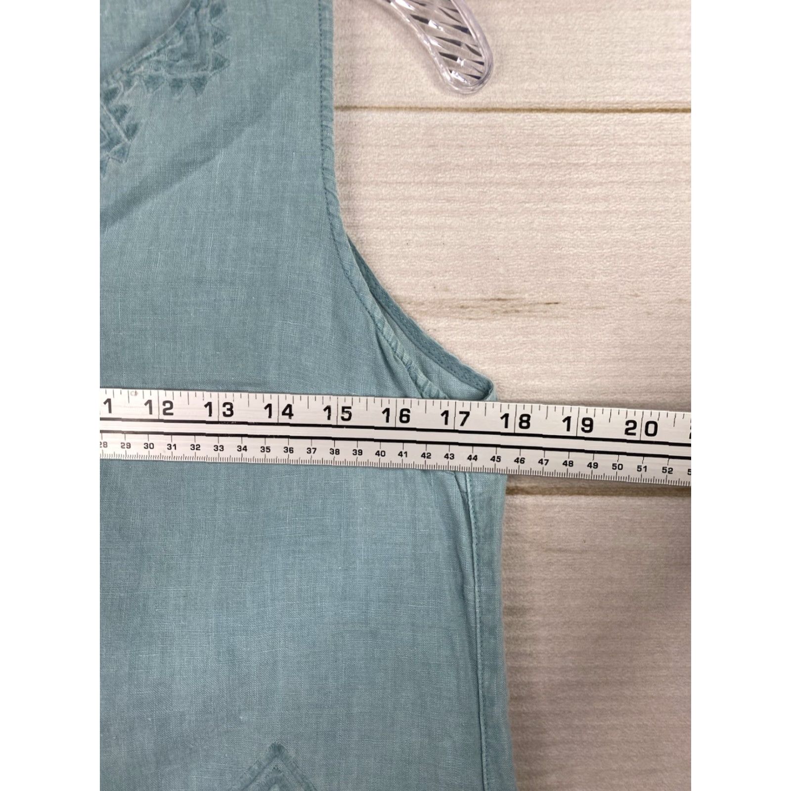 Vintage VINTAGE Artisan NY Dress S Blue Midi Slip 100% Linen Sleeveless Embroidered Pockets Boho Size S / US 4 / IT 40 - 5 Thumbnail