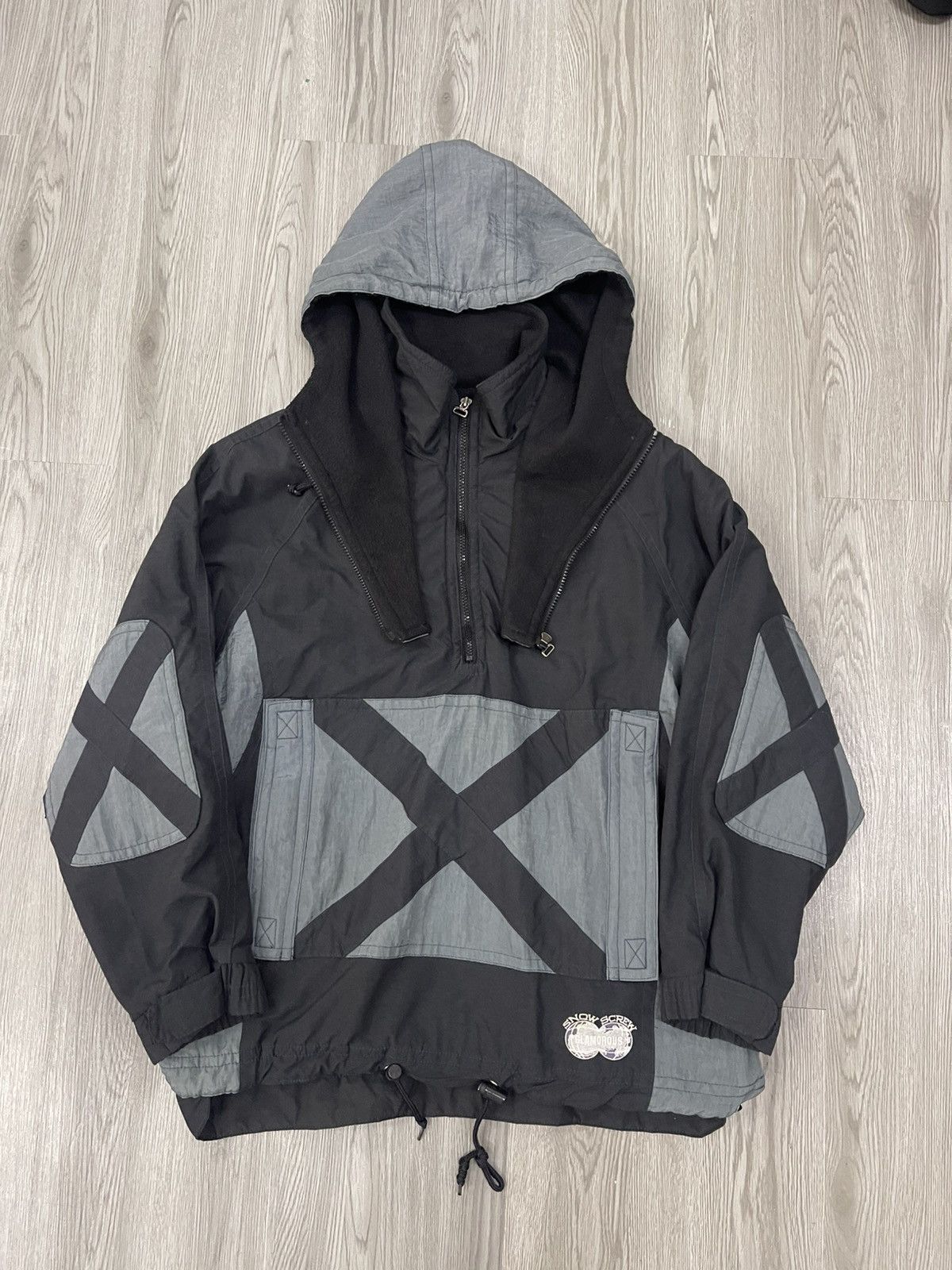 Japanese Brand 90s Snow Screw Glamorous Black Grey Half Zipper Pullover Size US L / EU 52-54 / 3 - 2 Thumbnail