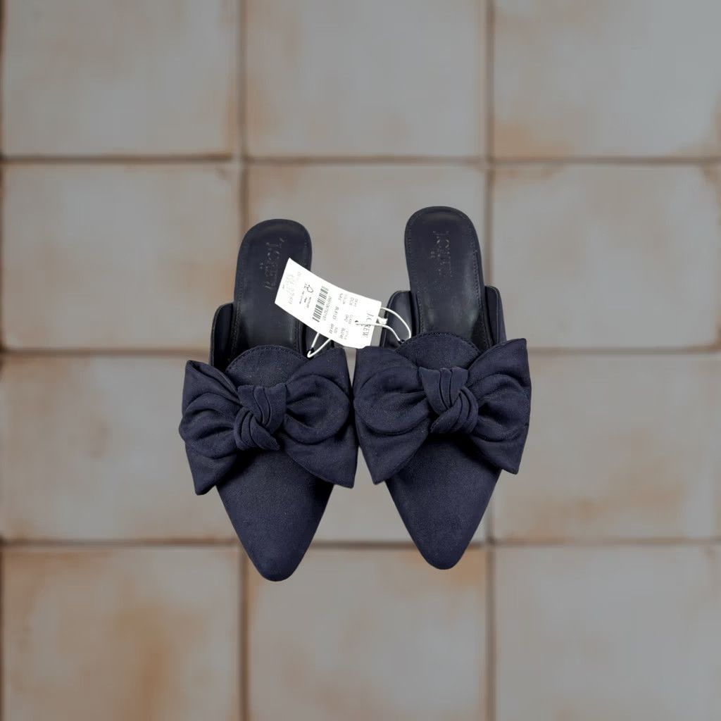 J.Crew VINTAGE J.Crew Sandal Womens 6.5 Navy Suede Bow Open Toe Flat Comfort Slide Summer Casual Shoes Women Size US 7 / IT 37 - 1 Thumbnail