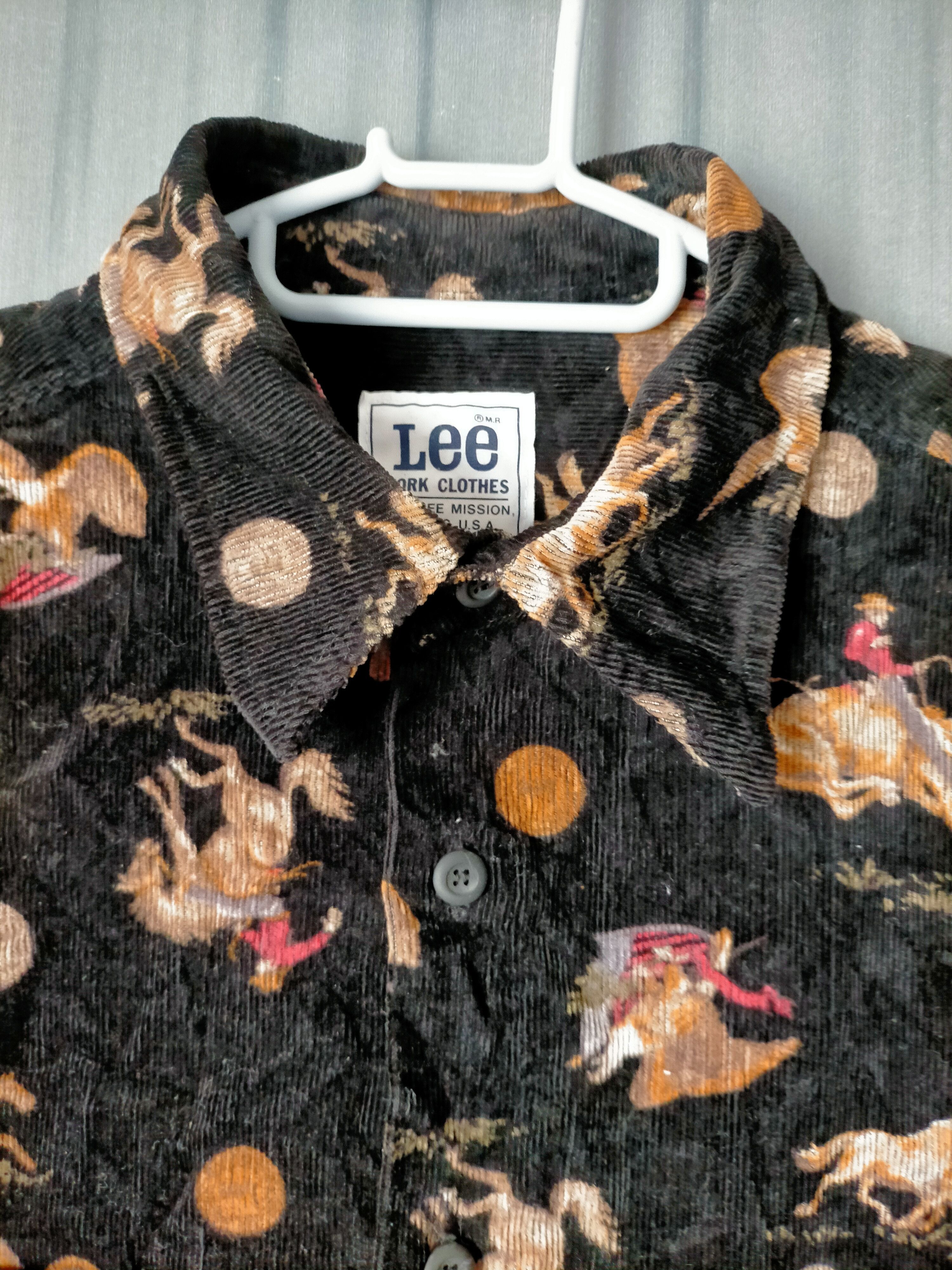 Lee 🔥Rare Lee Coudroy Full print Work shirt button ups Size US L / EU 52-54 / 3 - 13 Thumbnail
