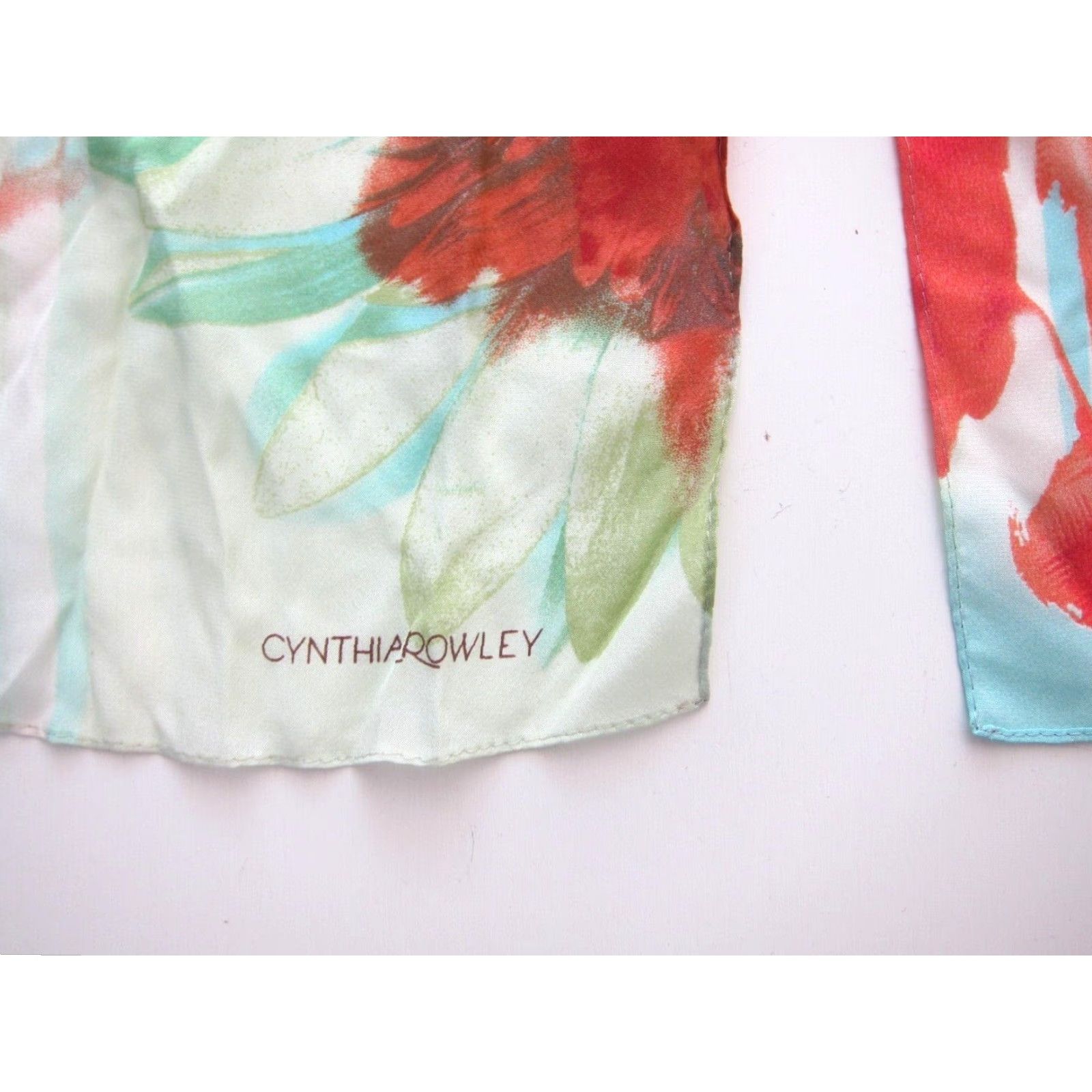 Cynthia Rowley Vintage Cynthia Rowley Silk Scarf Rectangle Unisex 14" X 67" Orange Floral 100% Silk Size ONE SIZE - 6 Thumbnail