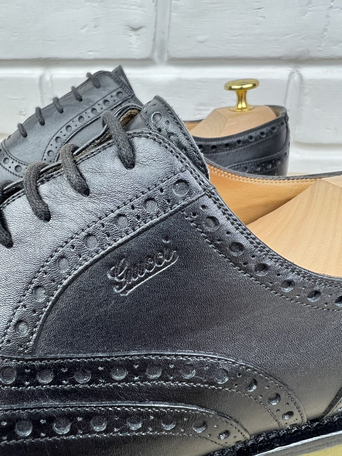 Gucci GUCCI Oxfords Brogues Leather Shoes Lace Up Logo Black Men’s Size US 9.5 / EU 42-43 - 4 Thumbnail