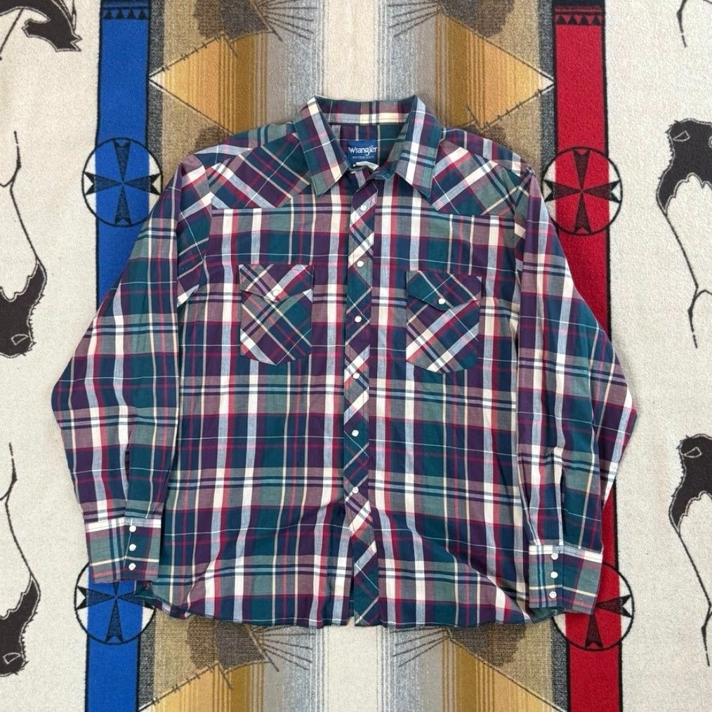 Wrangler VINTAGE Wrangler Western Pearl Snap Shirt XL Men Plaid 90s Cowboy Long Sleeve Buttoned Shirt Mens Size US XL / EU 56 / 4 - 3 Thumbnail