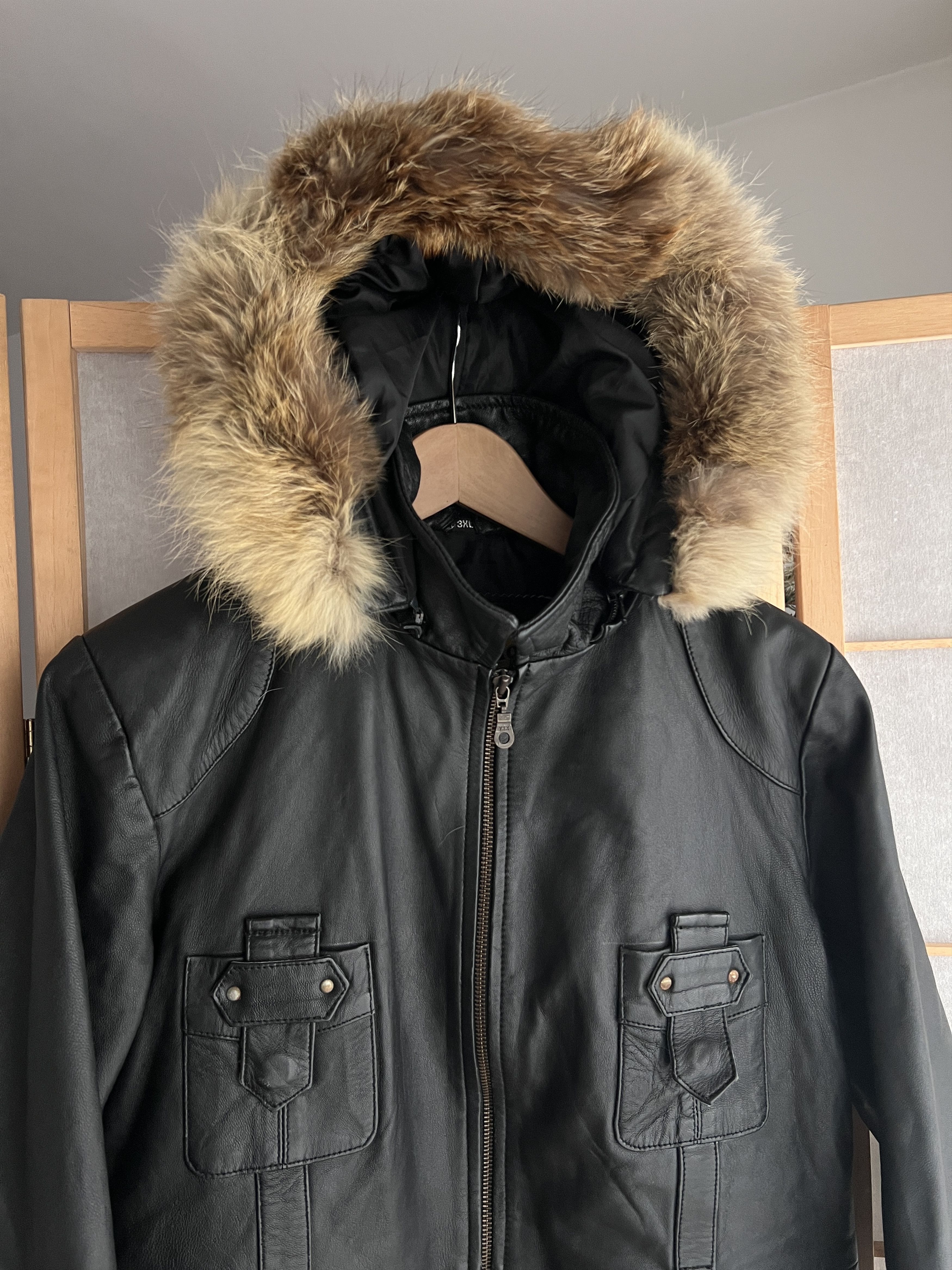 If Six Was Nine Avant garde VTG 00s real leather fur hood jacket y2k hype Size M / US 6-8 / IT 42-44 - 2 Thumbnail