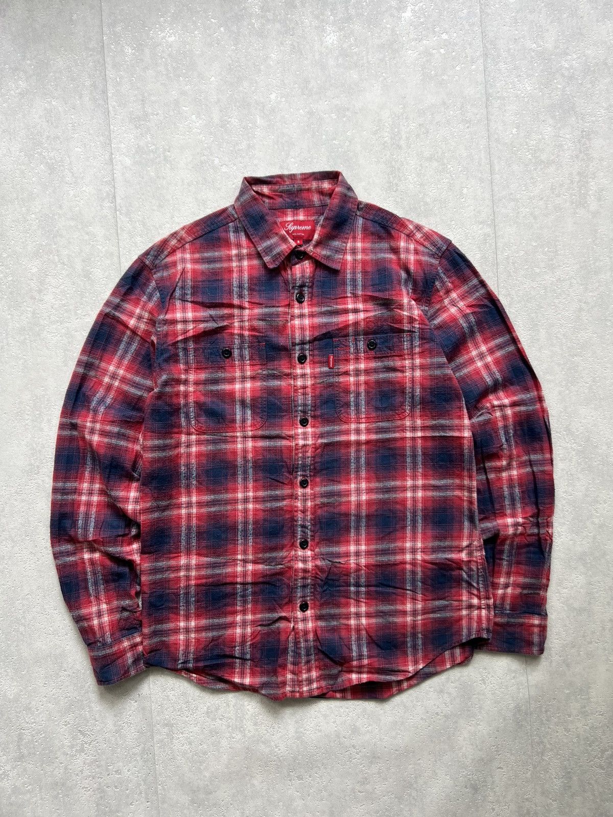00’s SUPREME CHECKED RARE SHIRT Y2K SMALL LOGO VINTAGE