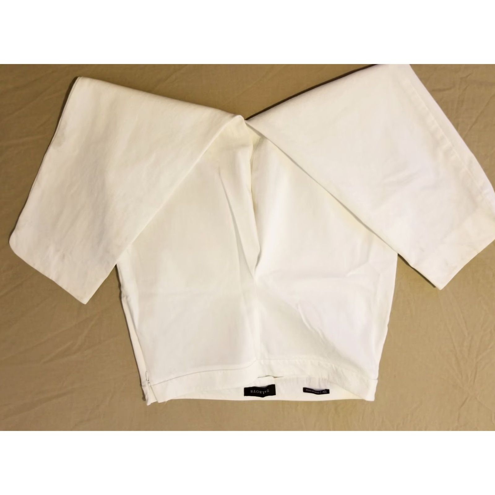 Talbots Womens Talbots Pants White 10P Slack Chino Dress Pants Straight Leg Front Flat Cotton Stretch Casual Dressy Formal Vintage No Size 32" / US 10 / IT 46 - 2 Thumbnail