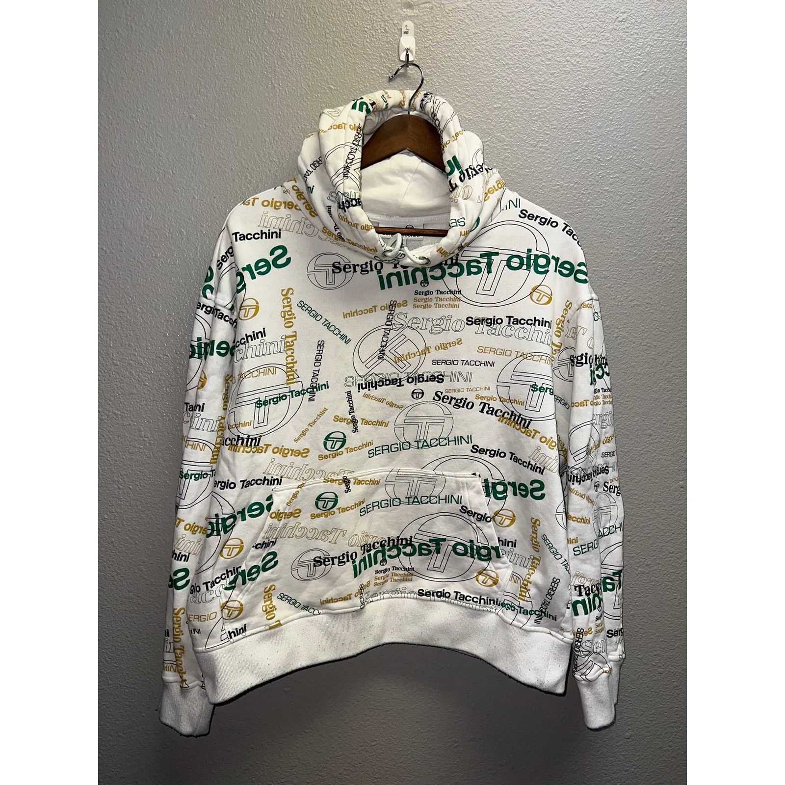 Vintage Womens Sergio Tacchini Hoodie Pullover Jacket AOP Logo Large Size L / US 10 / IT 46 - 1 Thumbnail