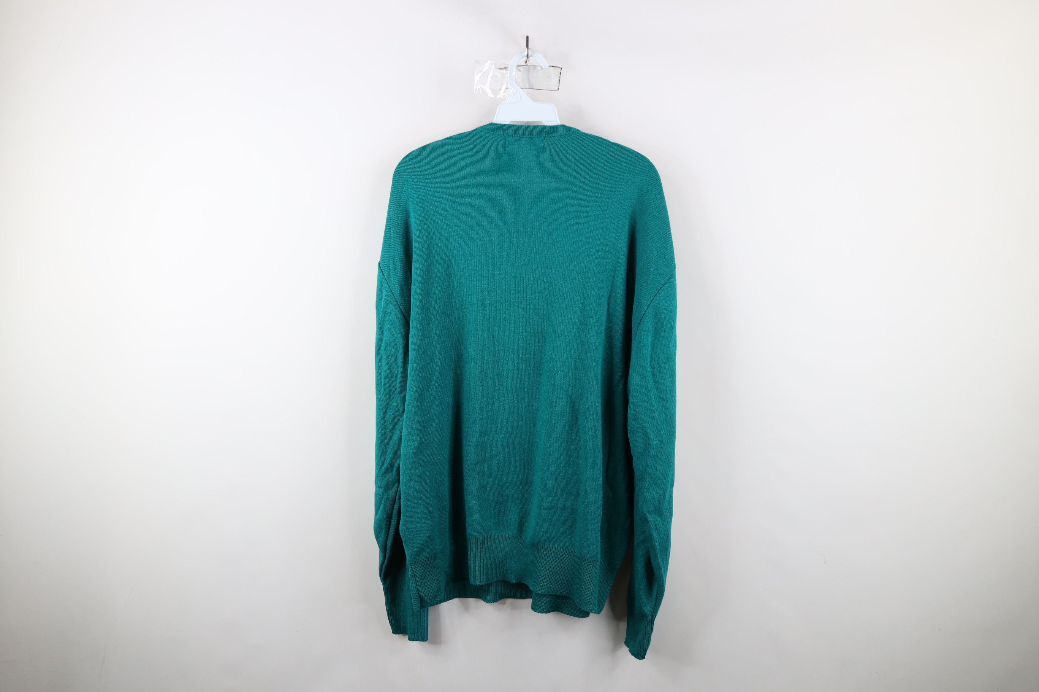Vintage Vintage 90s Streetwear Knit V-Neck Sweater Teal USA Acrylic Size US XL / EU 56 / 4 - 11 Thumbnail