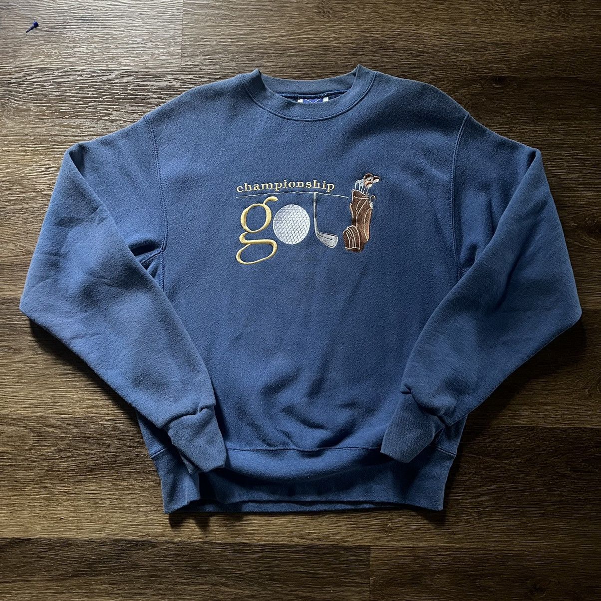 Vintage Vintage Blue Gold Embroidered Crew Neck Size US L / EU 52-54 / 3 - 1 Thumbnail