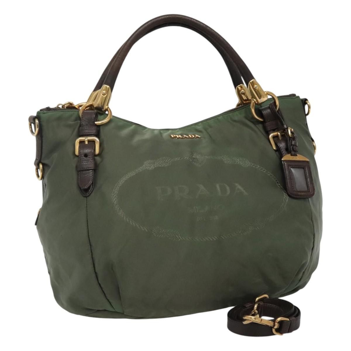 Logo Jacquard Khaki Synthetic Handbag (Pre-Owned)