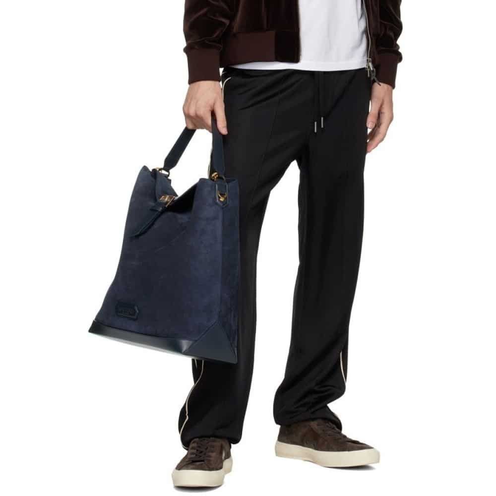 Tom Ford o1loc1c0126 H0590 Size: OS / Suede Soft Tote Bag in Blue Size ONE SIZE - 2 Thumbnail