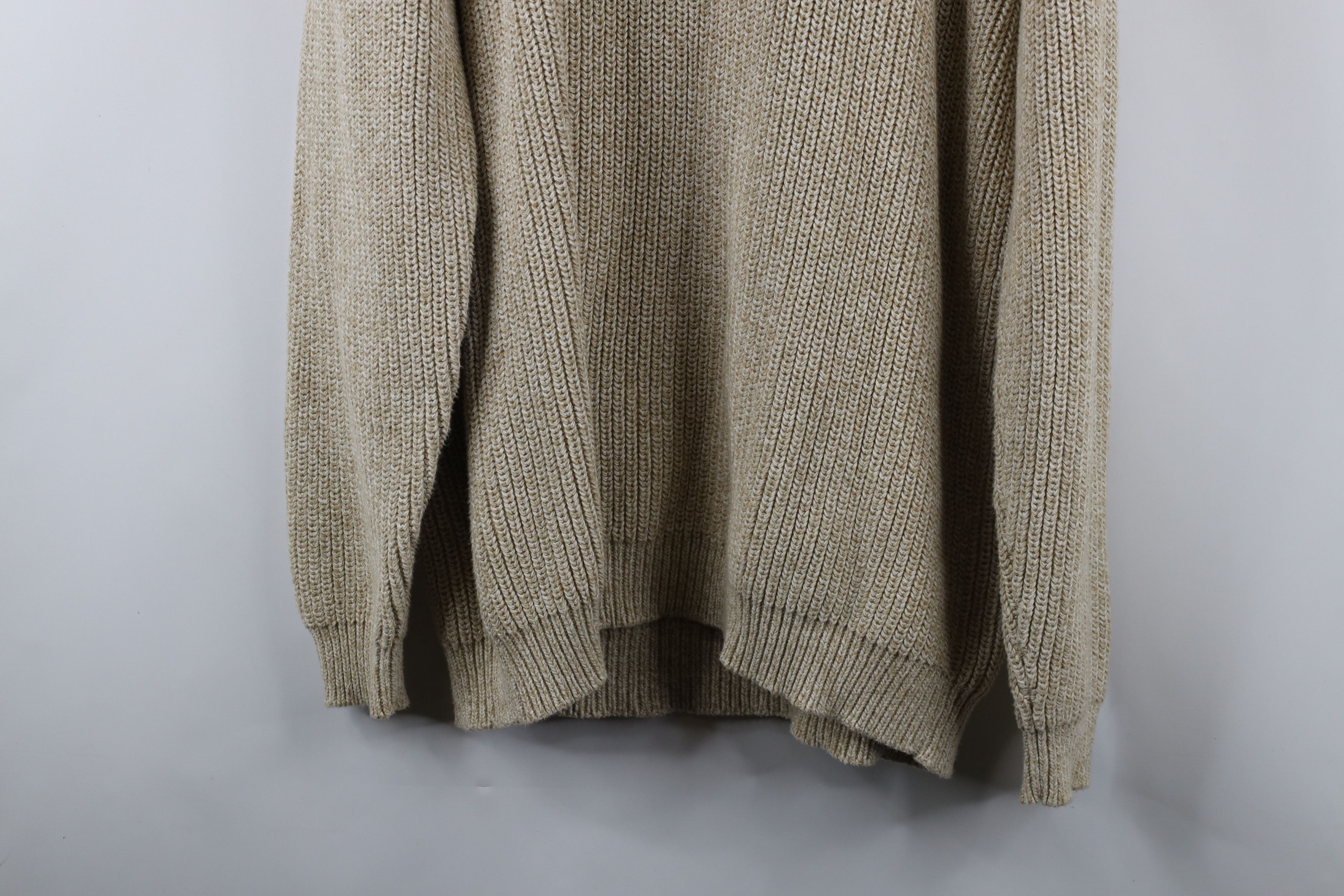 Eddie Bauer × Vintage Vintage Eddie Bauer Cotton Ribbed Knit Henley Sweater Beige Size US XL / EU 56 / 4 - 9 Thumbnail
