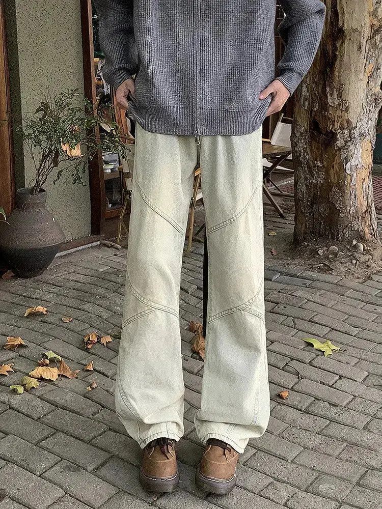 Japanese Brand Retro loose straight leg spliced jeans Size US 32 / EU 48 - 6 Thumbnail