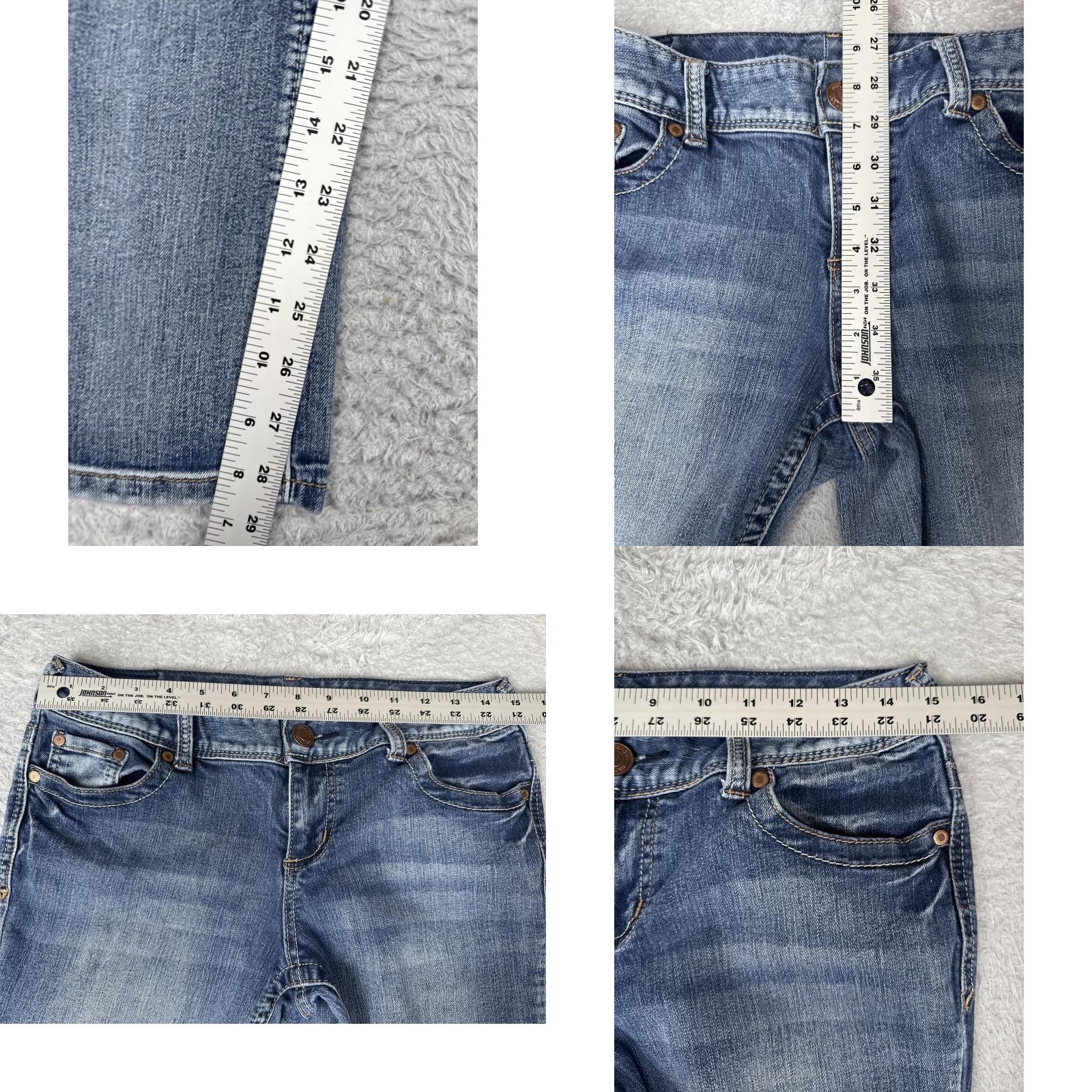 Vintage Maurices Jeans Womens 7/8 Short Blue Medium Wash Bootcut Stretch Denim 29x29 Mens? Size 28" / US 6 / IT 42 - 8 Thumbnail